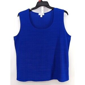 Dressbarn Blouse Womens Plus Size 2X Blue Sleeveless Scoop Neck Casual Tank Top